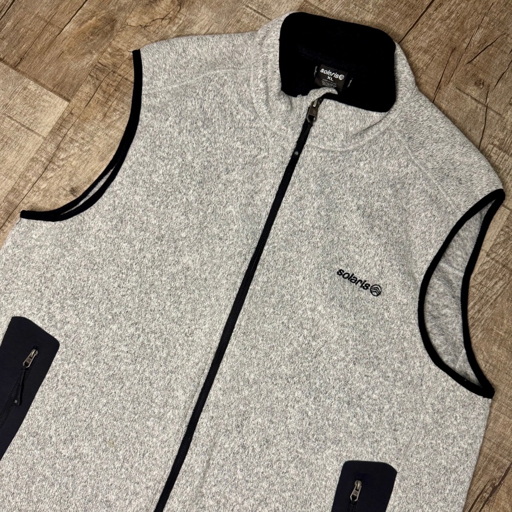 Solaris Mens Heather Gray Sweater Fleece Full Zip Vest XL